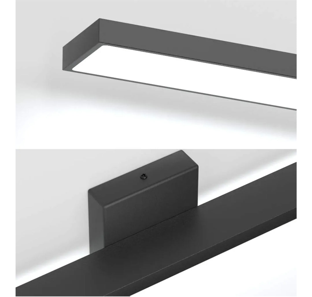 Ralbay 48inch Dimmable Modern LED Black Vanity Light 46W Frosted Aluminum for Bathroom Vanity Lighting Fixtures Cool White 6000K