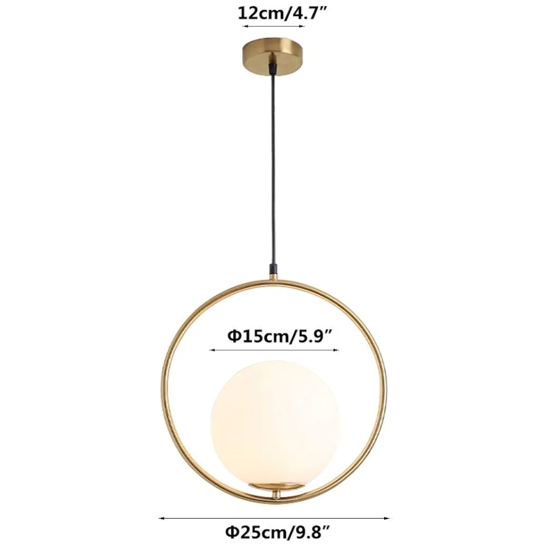 KCO Modern Gold Globe Pendant Light 1-Light Single White Glass Kitchen Island Pendant Lighting Fixture Mid Century Adjustable Chandelier for Living Room Dining Room (9.8”-Small)