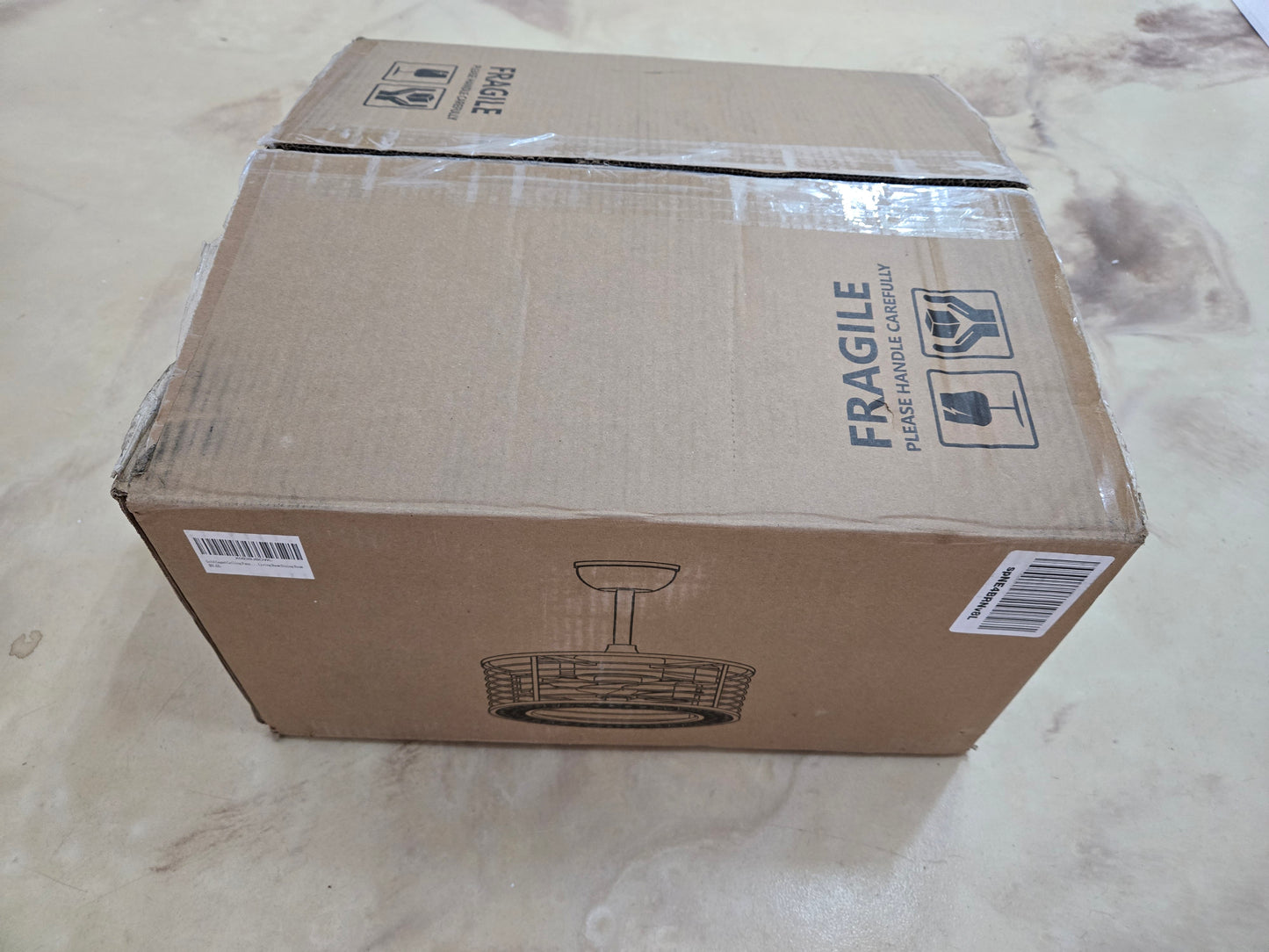 Gold Caged Ceiling Fans with Lights and Remote Control 6-Speed Reversible Noiseless Motor 18" Fandelier Ceiling Fans with Lights Bladeless Ceiling Fan Light for Bedroom and Kitchen