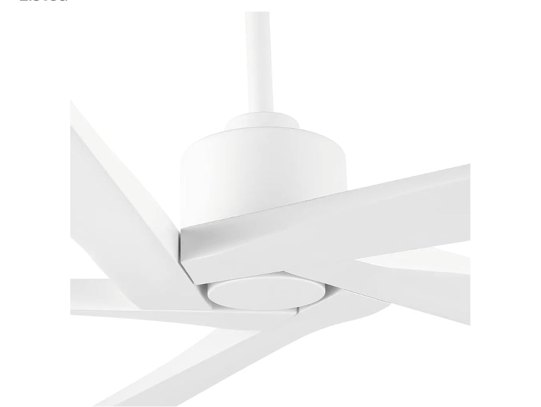 WINGBO 72 Inch DC Ceiling Fan No Light with 3 Downrods, 5 Reversible Carved Solid Wood Blades, 6-Speed Noiseless DC Motor, Ceiling Fan without Lights in White Finish, ETL Listed