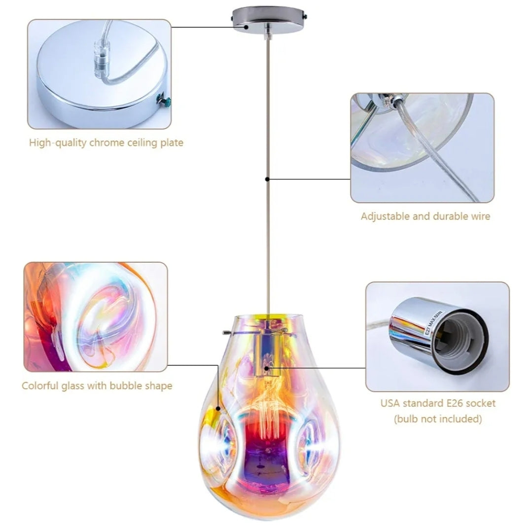 Modern Glass Island Pendant Light Lava Irregular Shape Chic 1 Light Chandelier Colorful Contemporary Hanging Ceiling Lighting for Kitchen Island Living Dining Room Bedroom