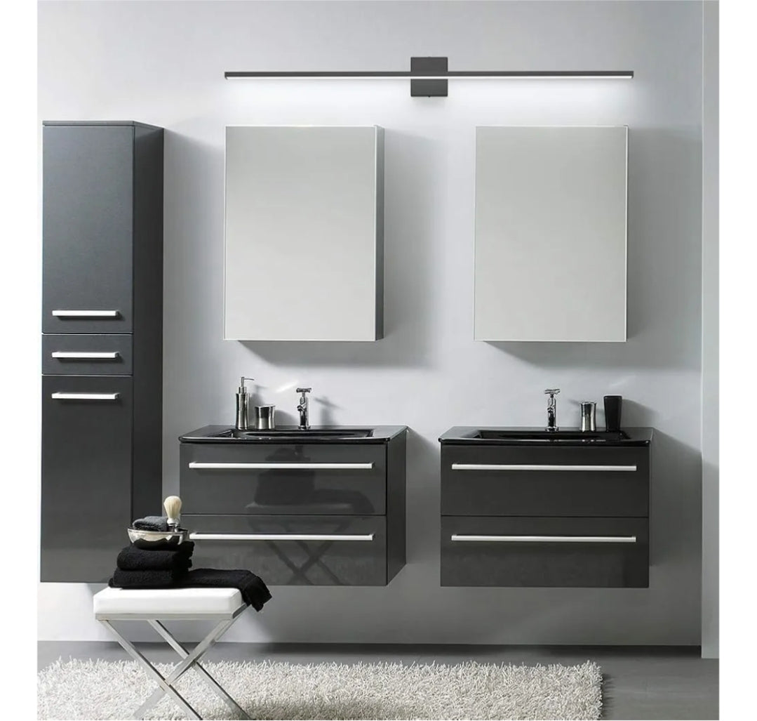 Ralbay 48inch Dimmable Modern LED Black Vanity Light 46W Frosted Aluminum for Bathroom Vanity Lighting Fixtures Cool White 6000K