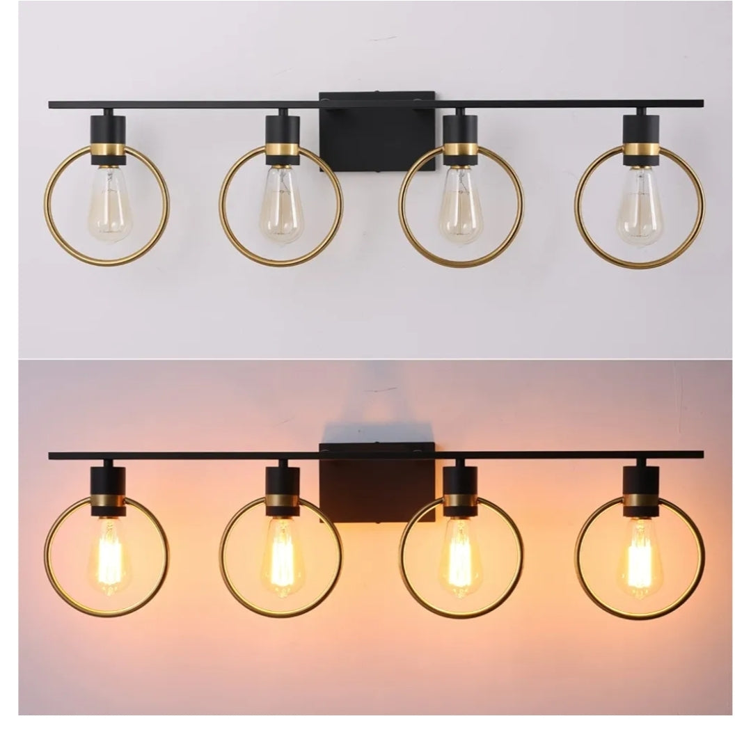 Vanity Light Fixtures, 4-Light E26, Over-Mirror Lighting, Iron, Bathroom, Bedroom, Makeup, Wall Sconce (Bulbs Not Included)
