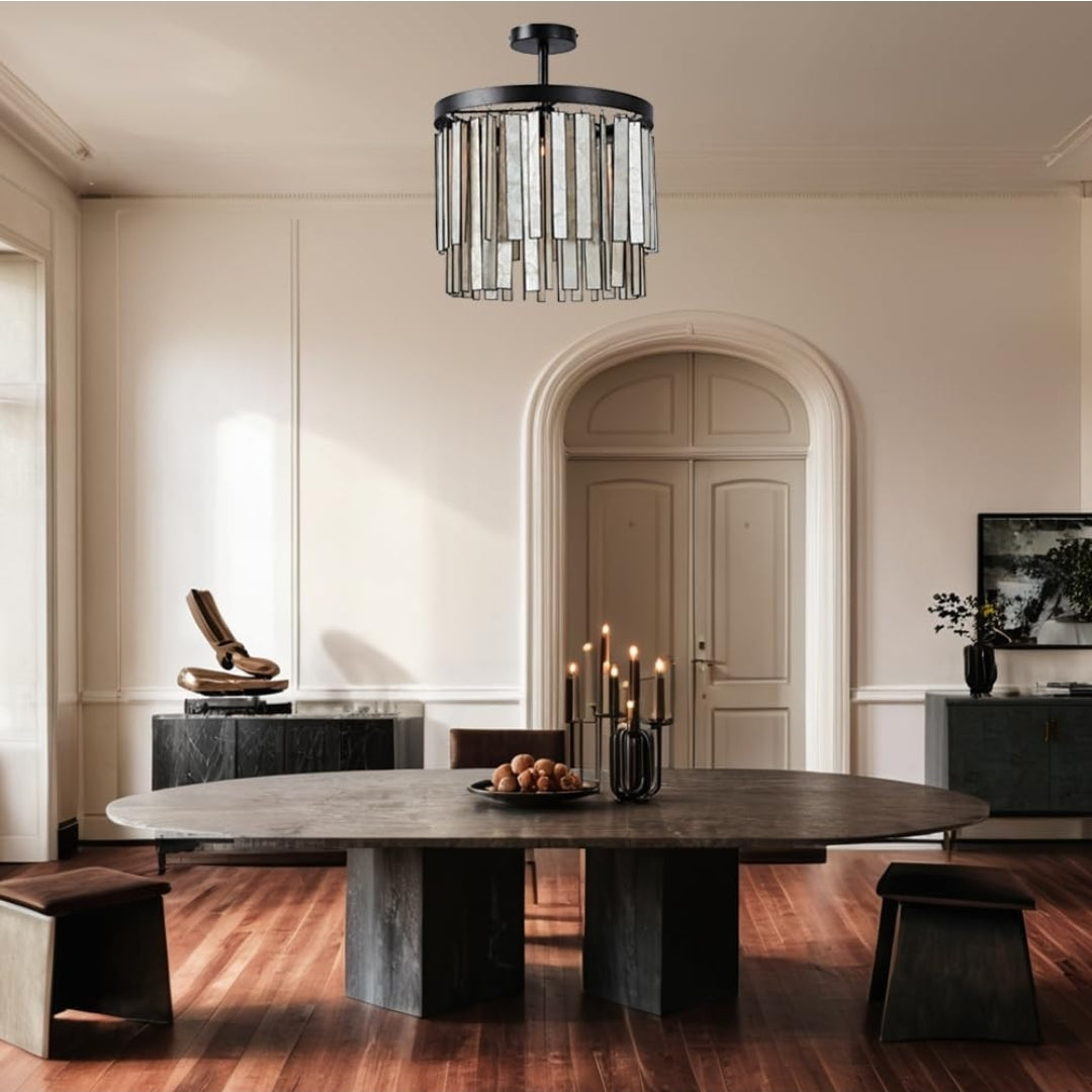 Antique Bronze Finish Capiz Shell Ceiling Light, Dining Room and Entryway, Bedroom Overhead Light Fixtures, Sitting Room Ceiling Lights, Ceiling Lamp for Bedroom, Dining Room Light, 15" Dia x 12" H