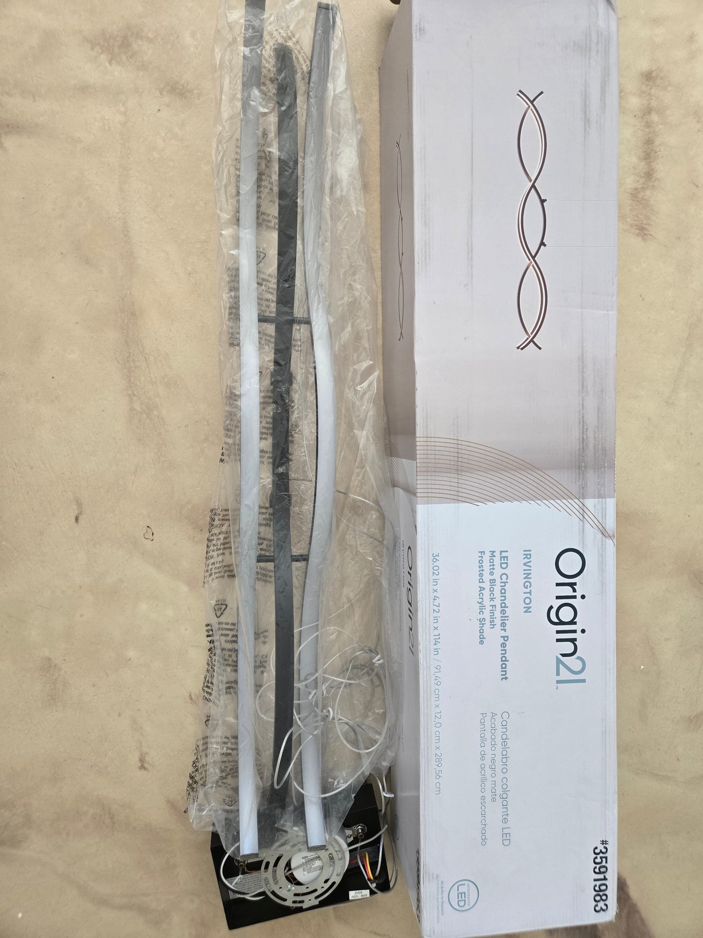 Origin 21 Irvington 2-Light Black Modern/contemporary Integrated LED For Use in Bedrooms, Dining Rooms, Foyers, Kitchens, Living Rooms Chandelier