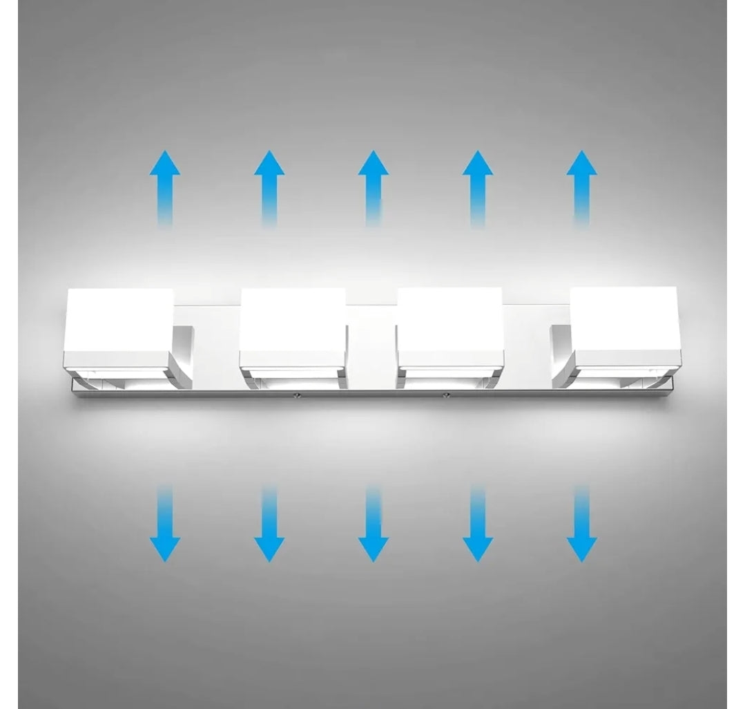 Tipace Dimmable Modern 4 Lights LED Vanity Light for Bathroom Up and Down Chrome Bathroom Wall Light Fixtures Over Mirror(White Light 6000K)