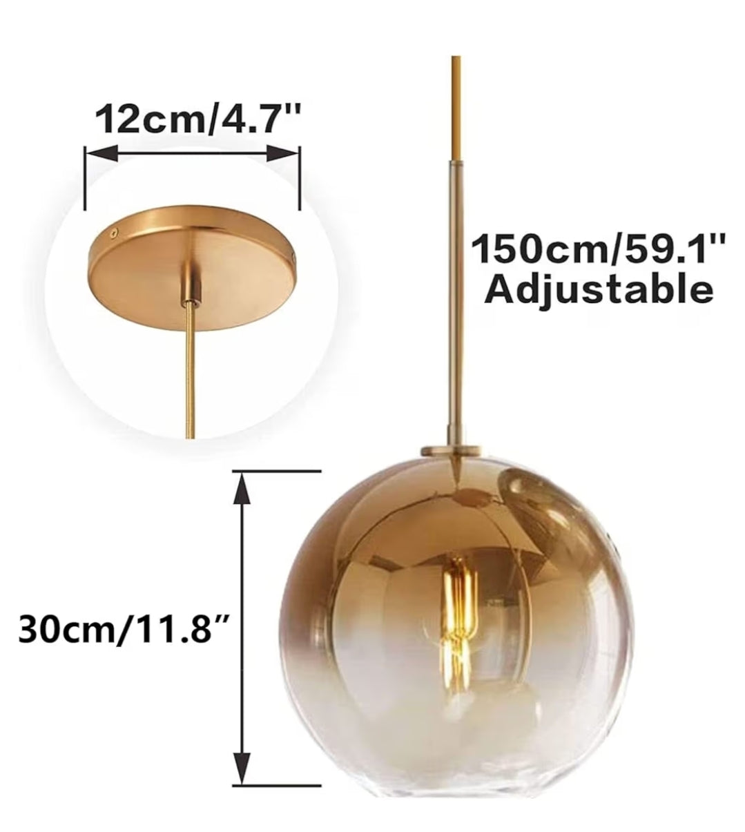 Gradient Color Glass Pendant Light,Modern Glass Hanging Light Chandelier Light (Gold, 30cm)