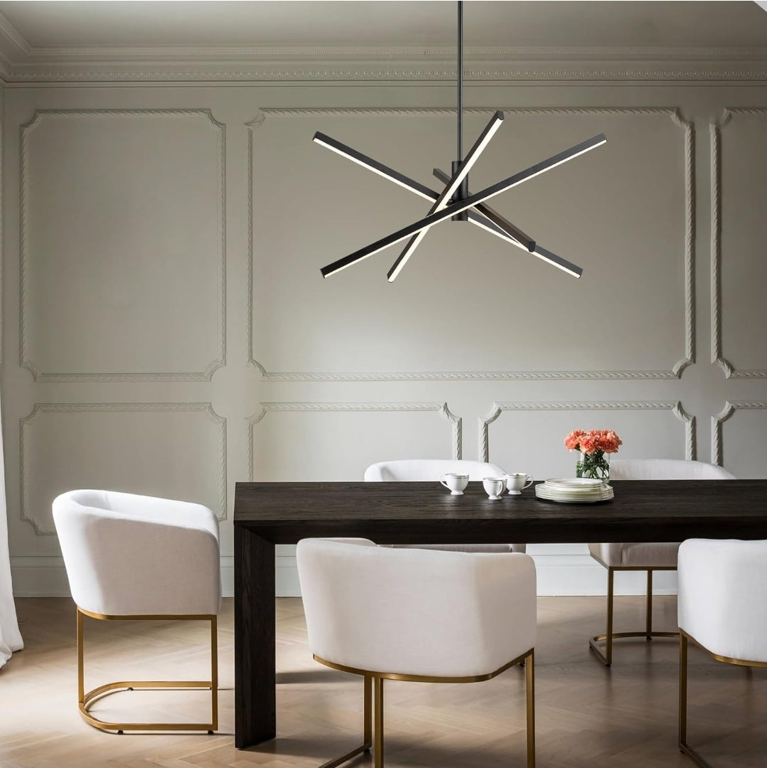 Y'INSP Modern Sputnik Chandeliers LED Linear Chandelier Light Black Pendant Light for Dining Room Kitchen Island Bedroom Living Room LED Embedded Pendant Lighting Fixture