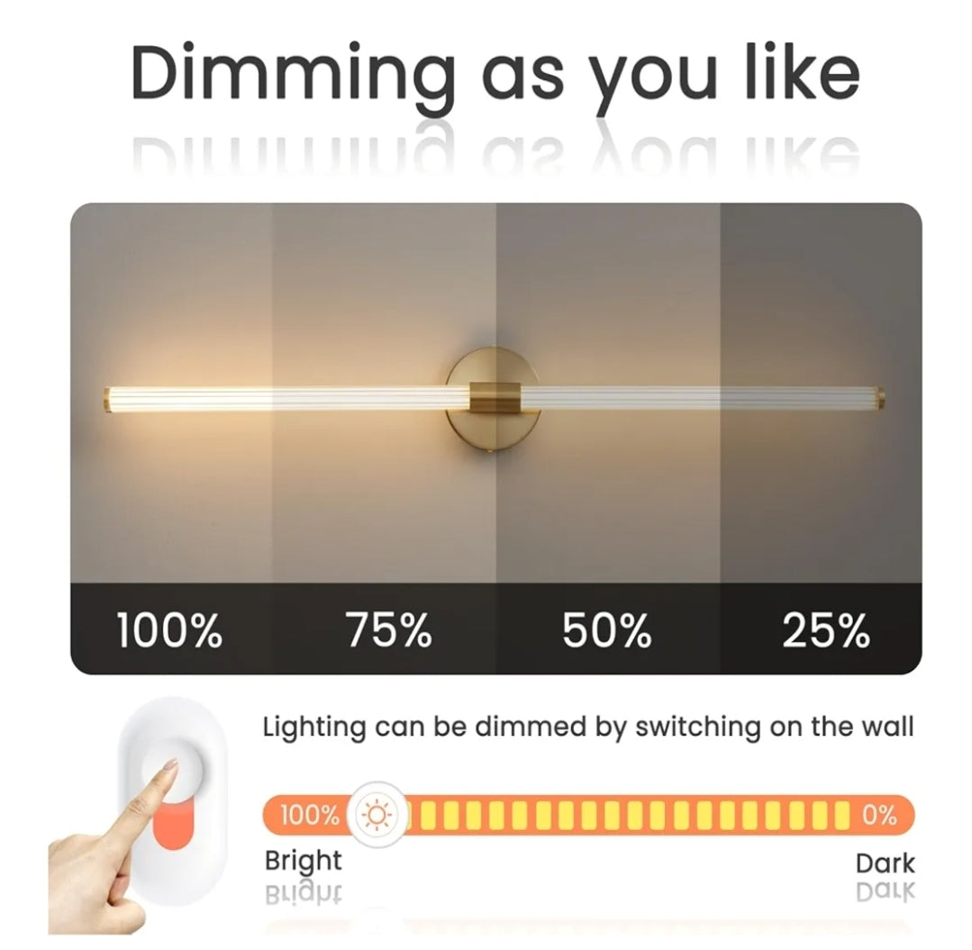 Dimmable LED Bathroom Vanity Lights 360° Full Lighting Bathroom Light Fixtures Over Mirror Vanity Light Bar Modern Wall Sconce Warm Light for Bedroom Living Room - Gold, 39 inch