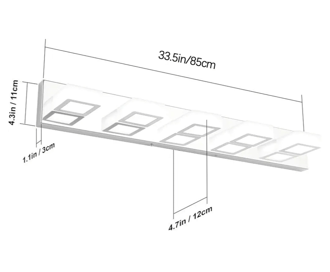 Ralbay LED Bathroom Vanity Lighting Fixtures 5 Lights Acrylic Rotable 360° Modern Bathroom Vanity Light Over Mirror