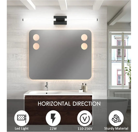 40 inch Modern Black LED Vanity Light Bathroom Light Fixtures Over Mirror Modern Wall Bar Light Wall Sconce Vanity Lighting 5500K 32W for Bathroom, Bedroom, Hallway, Kitchen