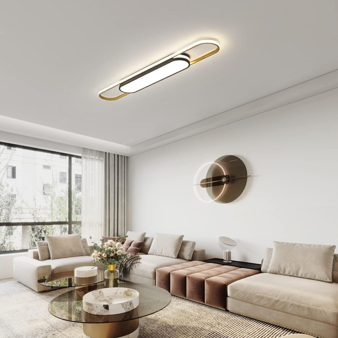 Qcyuui Linear Ceiling Light Modern LED Ceiling Lamp Dimmable Acrylic Ceiling Lighting Fixture with Remote Control for Kitchen Dining Room Cloakroom Hallway(48W/43.3in L)