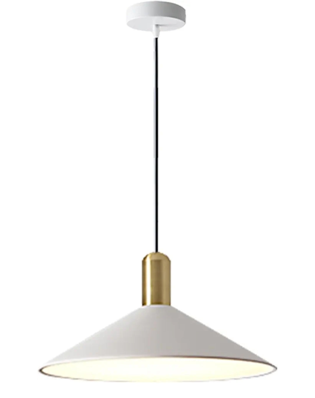 KCO Lighting Modern Cone Pendant Lighting White and Gold Pendant Light Kitchen Island Farmhouse Dome Pendant Light Mid Century Living Room Light Fixture Over Dining Table (White)