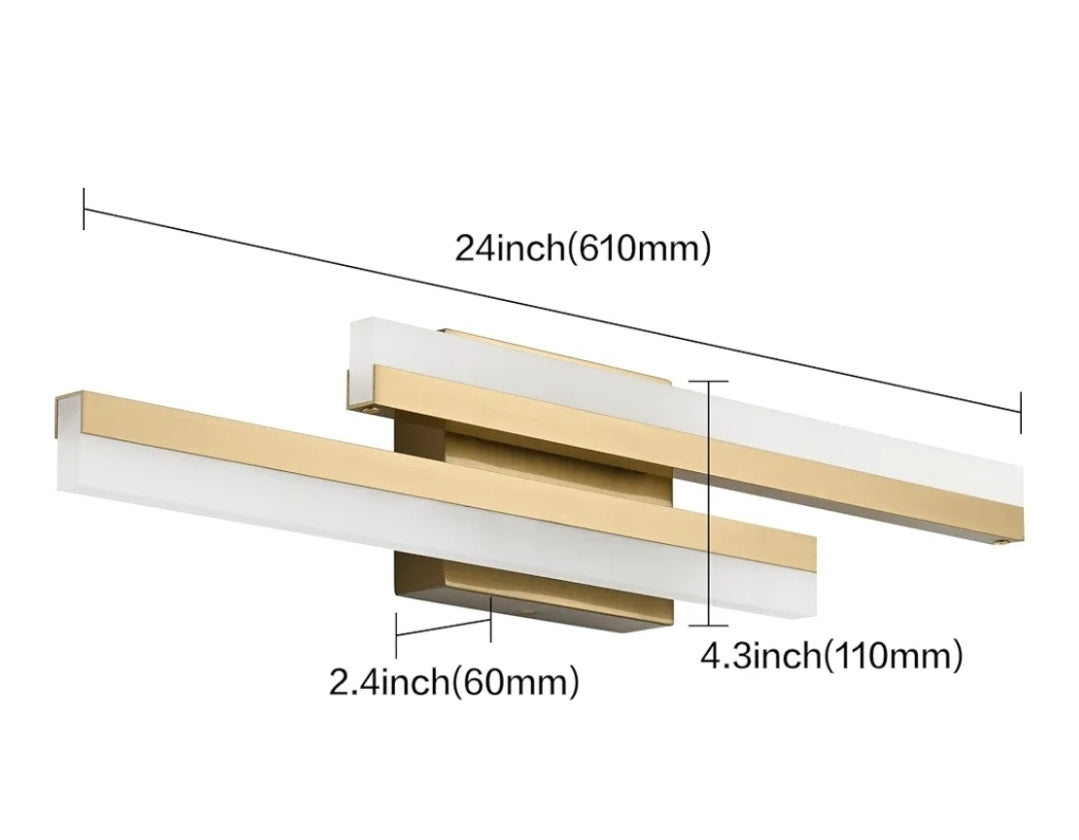 PRESDE Gold Bathroom Light Fixtures Over Mirror 24inch Modern Bathroom Vanity Light LED Vanity Lighting Bar Dimmable