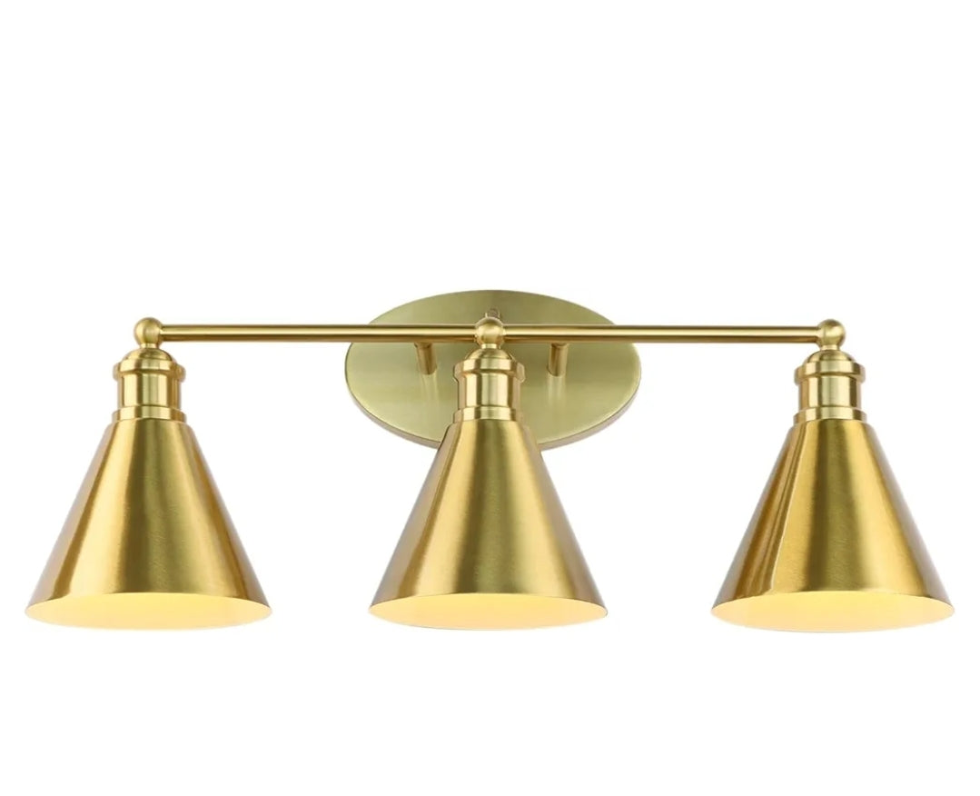 Kalium Bathroom Light Fixtures, 3 Light Mid Century Modern Bathroom Lighting Fixtures Over Mirror, 24 Inch Gold Bathroom Vanity Light, Anti-Rust Vanity Lights for Bathroom Shower Toilet E26 Bulbs