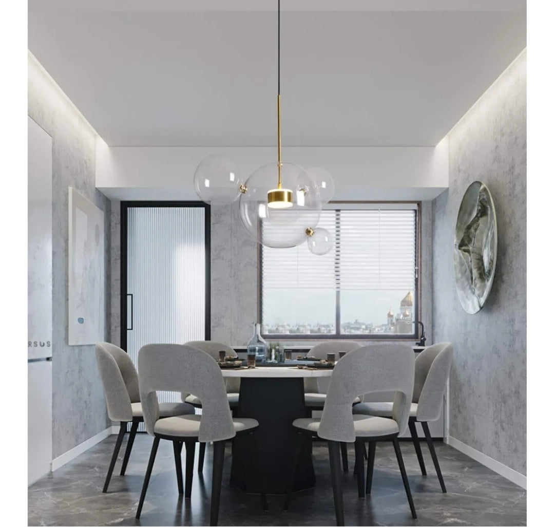 EDISLIVE 21.65“ Modern LED Globe Glass Pendant Chandeliers,Dimmable LED 4 Bubble Clear Glass Globe 3000K-6000K Adjustable Hanging Pendant Light for Kitchen Island Dining Room