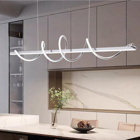 47.24" Modern Chandelier Led Pendant Light for Kitchen Island Lighting Dimmable Modern Led Chandelier for Dining Room Over Table,Creative Snake-Shaped Twist Design Kitchen Ceiling Hanging