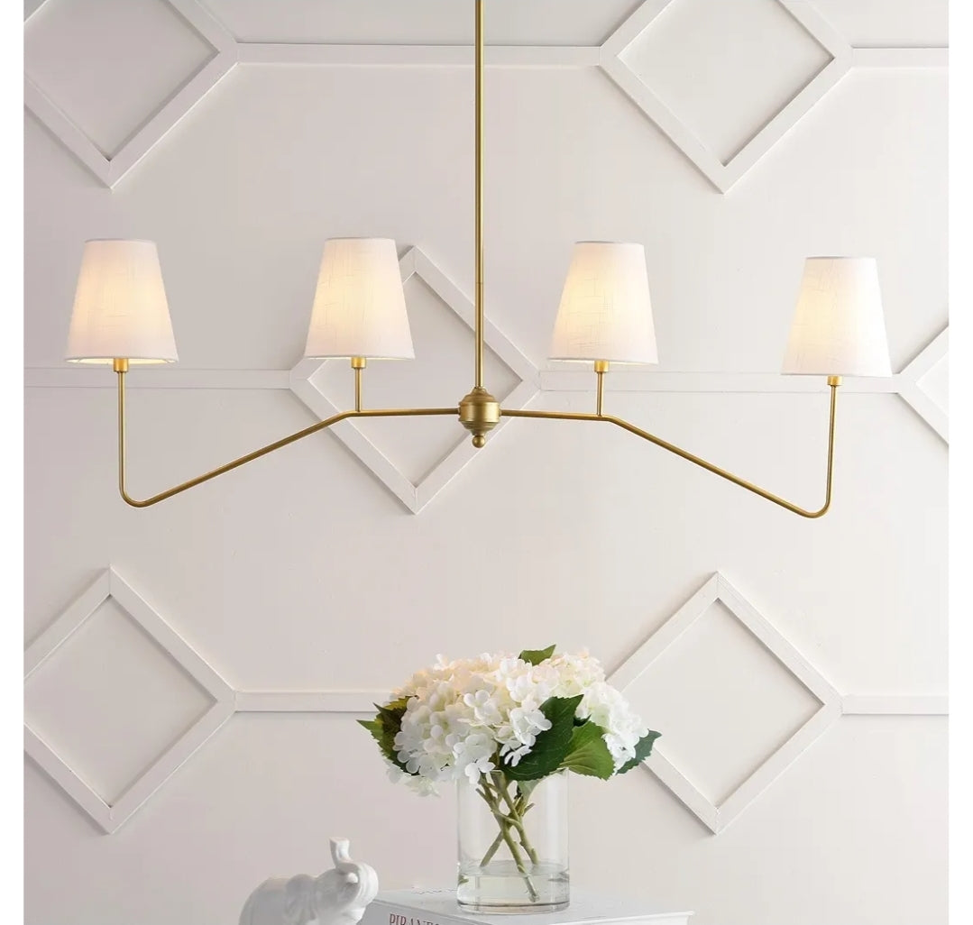 JONATHAN Y JYL7913A Signe 47.5" 4-Light Classic Minimalist Iron Linear LED Pendant, Gold Paintingfor Kitchen Island, Dining Room and Office
