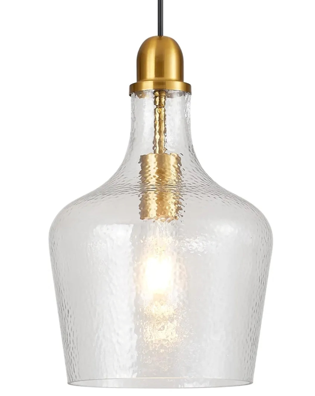 Glass Pendant Light Modern Brass 1 Light Single Dome Pendant Lighting Fixtures for Kitchen Island Dining Room Hallway, Dia 9 Inch, E26, UL Listed