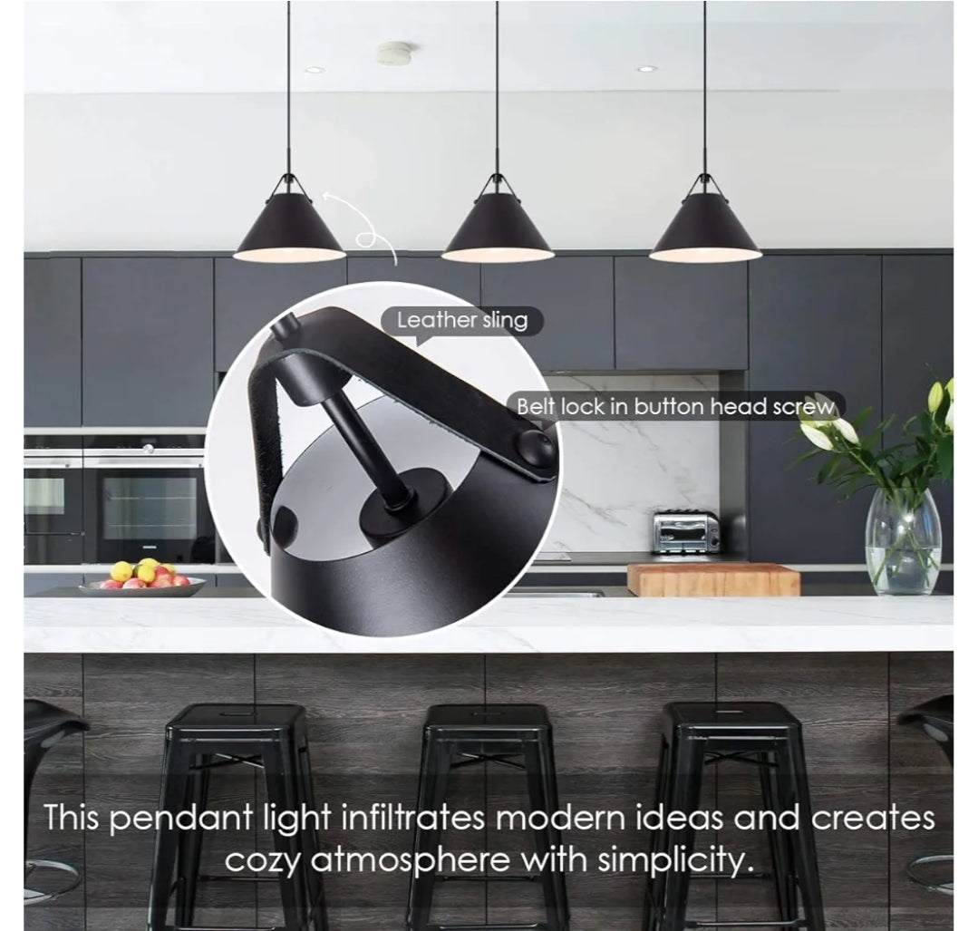 YIFI Black Pendant Light Industrial Metal Hanging Lamp Farmhouse Pendant Lighting for Kitchen Island, Foyer, Hallway, Cafe bar, UL Listed