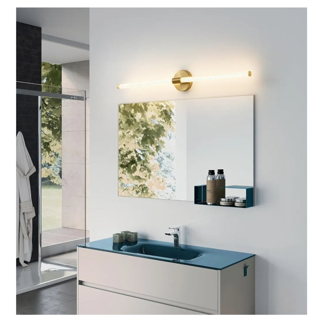 Dimmable LED Bathroom Vanity Lights 360° Full Lighting Bathroom Light Fixtures Over Mirror Vanity Light Bar Modern Wall Sconce Warm Light for Bedroom Living Room - Gold, 39 inch
