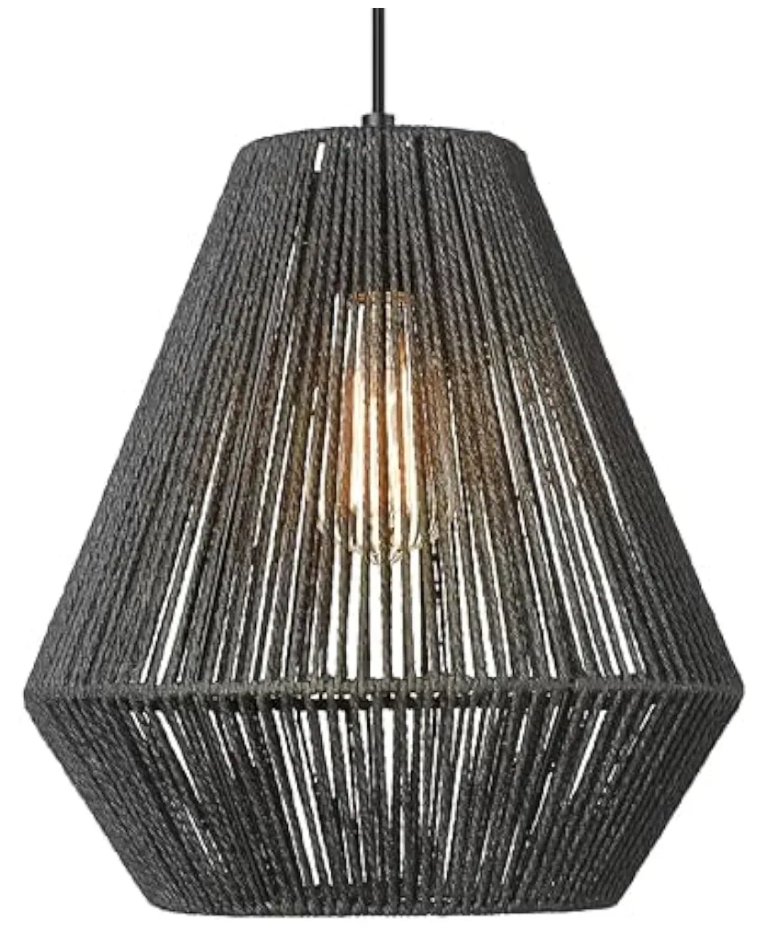 ELYONA Modern Woven Pendant Light Fixtures 11.8" Farmhouse Coastal Hanging Lamp Matte Black Handwoven Rattan Basket Shade Boho Pendant Light for Kitchen Island Dining Room Bar Bedroom Foyer Hallway