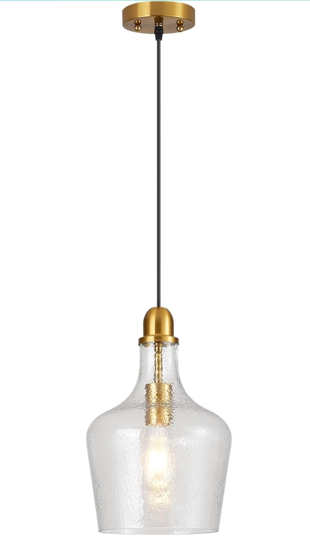 Glass Pendant Light Modern Brass 1 Light Single Dome Pendant Lighting Fixtures for Kitchen Island Dining Room Hallway, Dia 9 Inch, E26, UL Listed