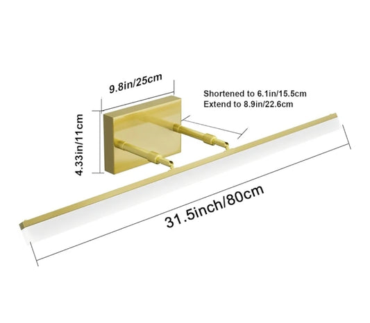 Aipsun 31.5inch Brushed Brass Bathroom Vanity Light Fixtures Modern LED Bathroom Light Fixtures Gold Vanity Lighing for Bathroom Wall Light Fixtures 6000K
