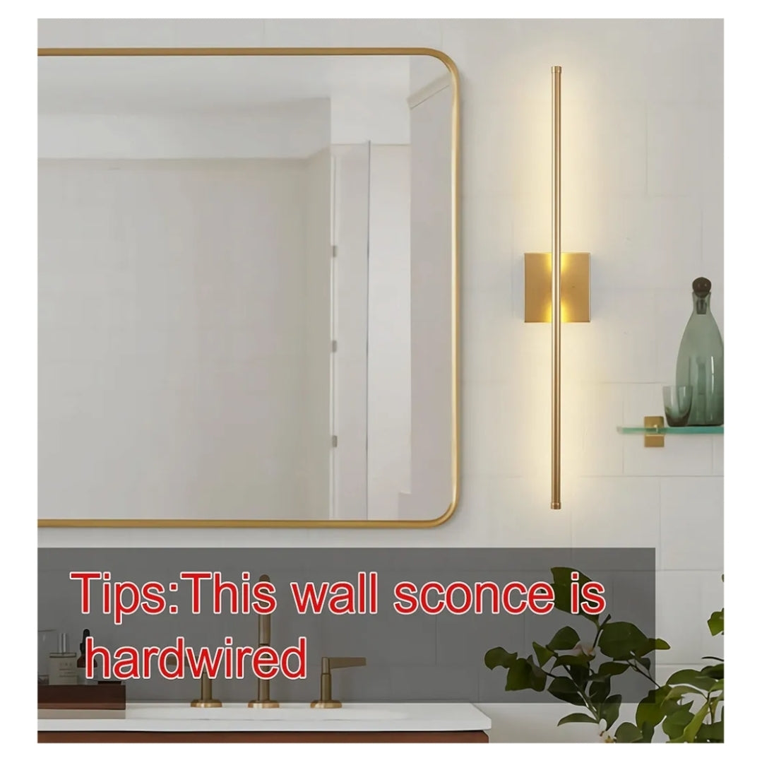 Modern Wall Sconces Set of Two, Dimmable Hardwired Wall Sconces, 350° Rotate, LED Matte Gold Wall Light Fixtures, 3000K Warm Light for Bathroom, Living Room,27.8 Inch
