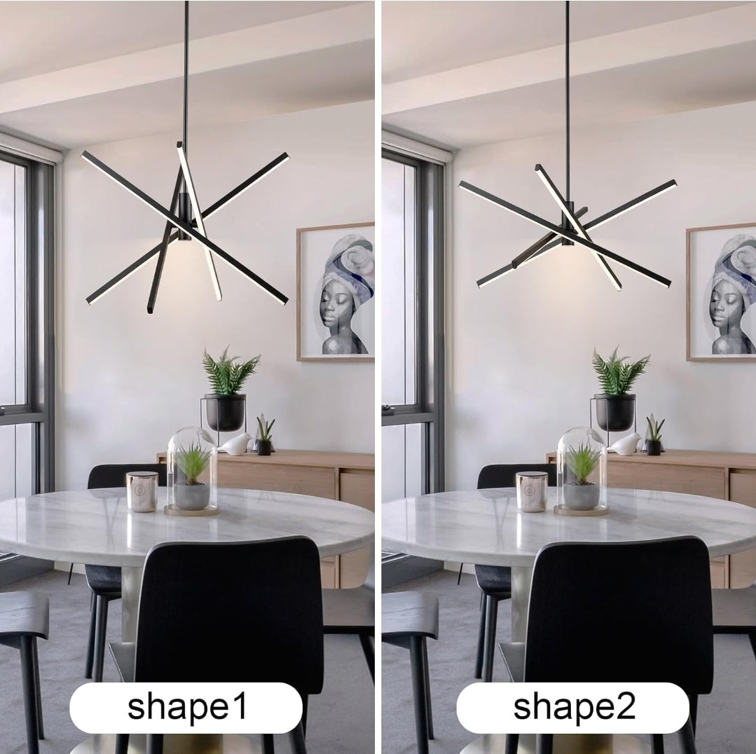 Y'INSP Modern Sputnik Chandeliers LED Linear Chandelier Light Black Pendant Light for Dining Room Kitchen Island Bedroom Living Room LED Embedded Pendant Lighting Fixture