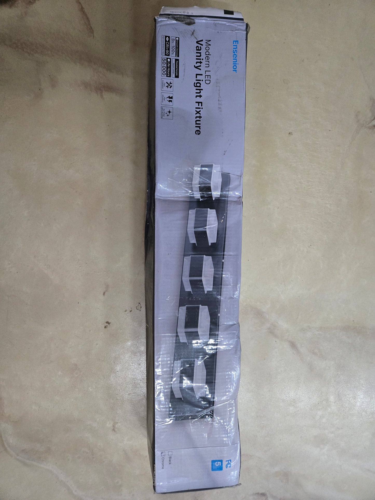 Ensenior Bathroom Vanity Light Fixtures Over Mirror (5 Lights-31.1 inch), Modern Dimmable Chrome Vanity Lighting Lixtures, Acrylic Stainless Steel, 5000K Daylight, 34W 3150LM