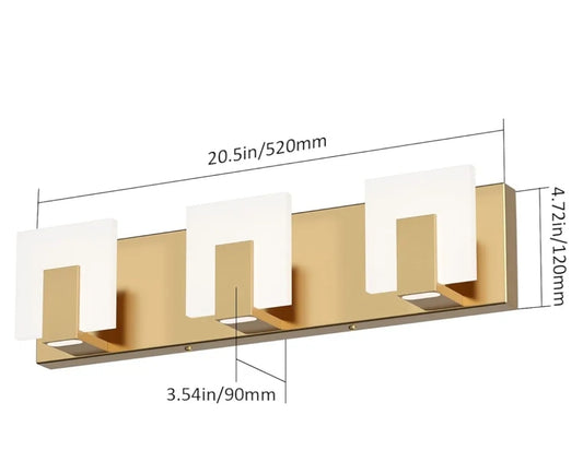 Aipsun Gold Bathroom Vanity Light Fixtures Modern LED 3 Lights Vanity Light for Bathroom Up and Down Wall Light Fixtures 6000K