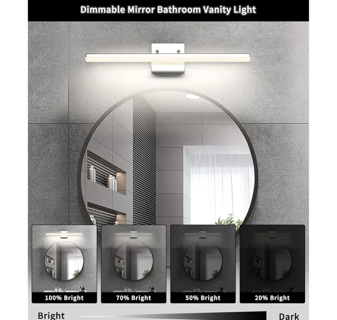 Modern 24" Bathroom Vanity Light Dimmable 14W LED Fixtures for Mirror - Adjustable Chrome 4000K