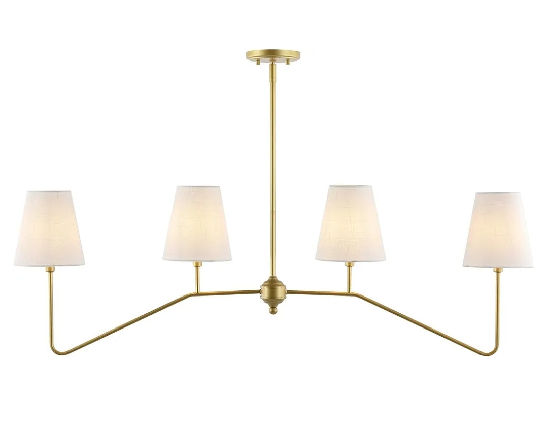 JONATHAN Y JYL7913A Signe 47.5" 4-Light Classic Minimalist Iron Linear LED Pendant, Gold Paintingfor Kitchen Island, Dining Room and Office