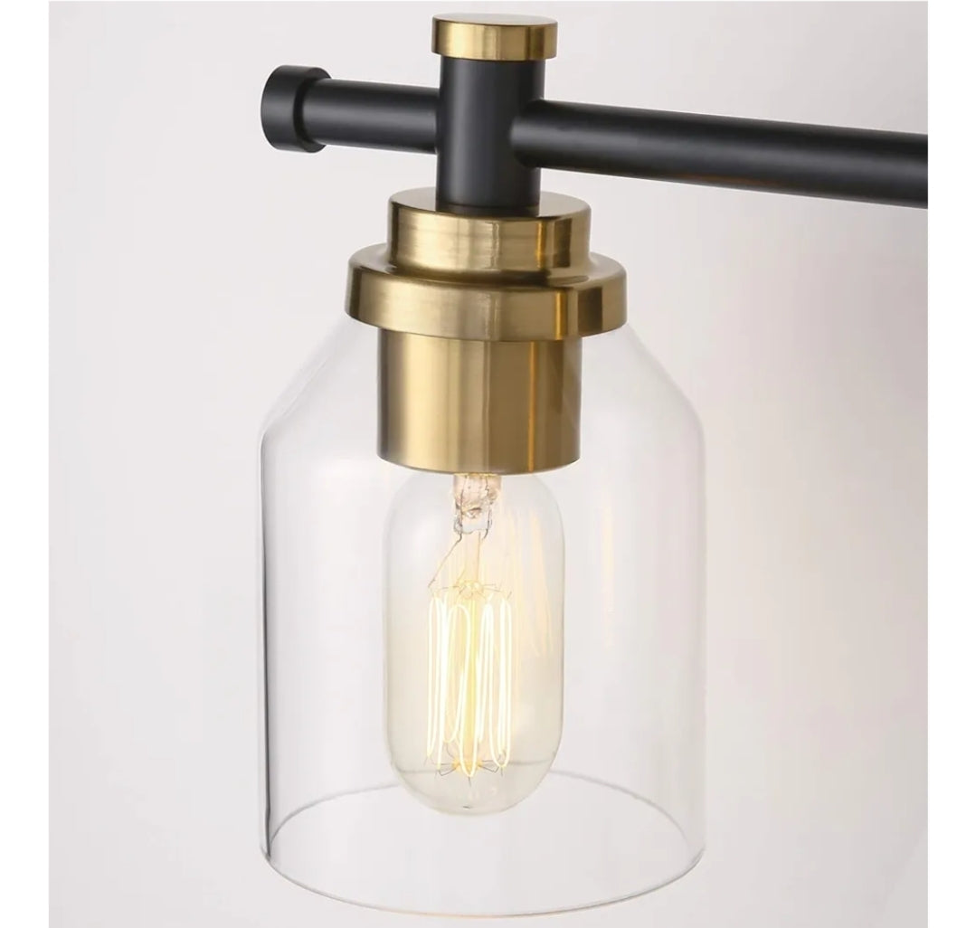 SOLFART Vintage 2 Lights Wall Lighting Bathroom Vanity Light Vintage Black Brass Sconce Light Fixtures Black Metal with Clear Glass