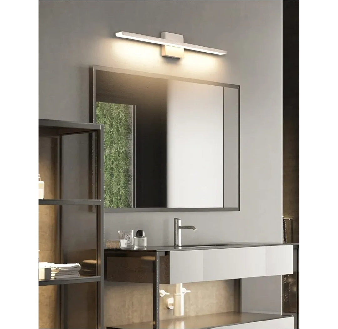 JUSHENG Brushed Nickel Vanity Light Modern Bathroom Light Fixtures Dimmable LED Bar 24 Inch 24W 3000K Warm White