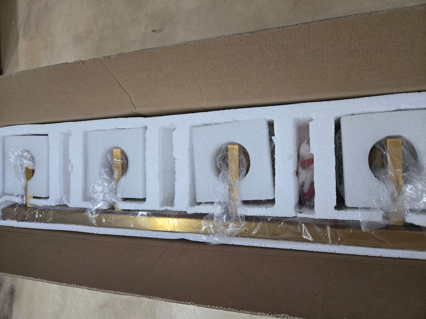 Modern 4-Light Gold Brushed Brass Finish Crystal Bathroom Vanity Light Fixtures