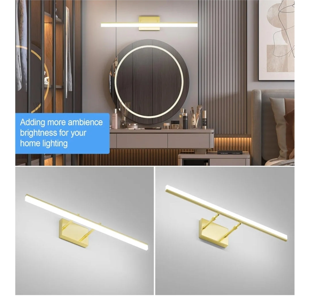 Aipsun 31.5inch Brushed Brass Bathroom Vanity Light Fixtures Modern LED Bathroom Light Fixtures Gold Vanity Lighing for Bathroom Wall Light Fixtures 6000K