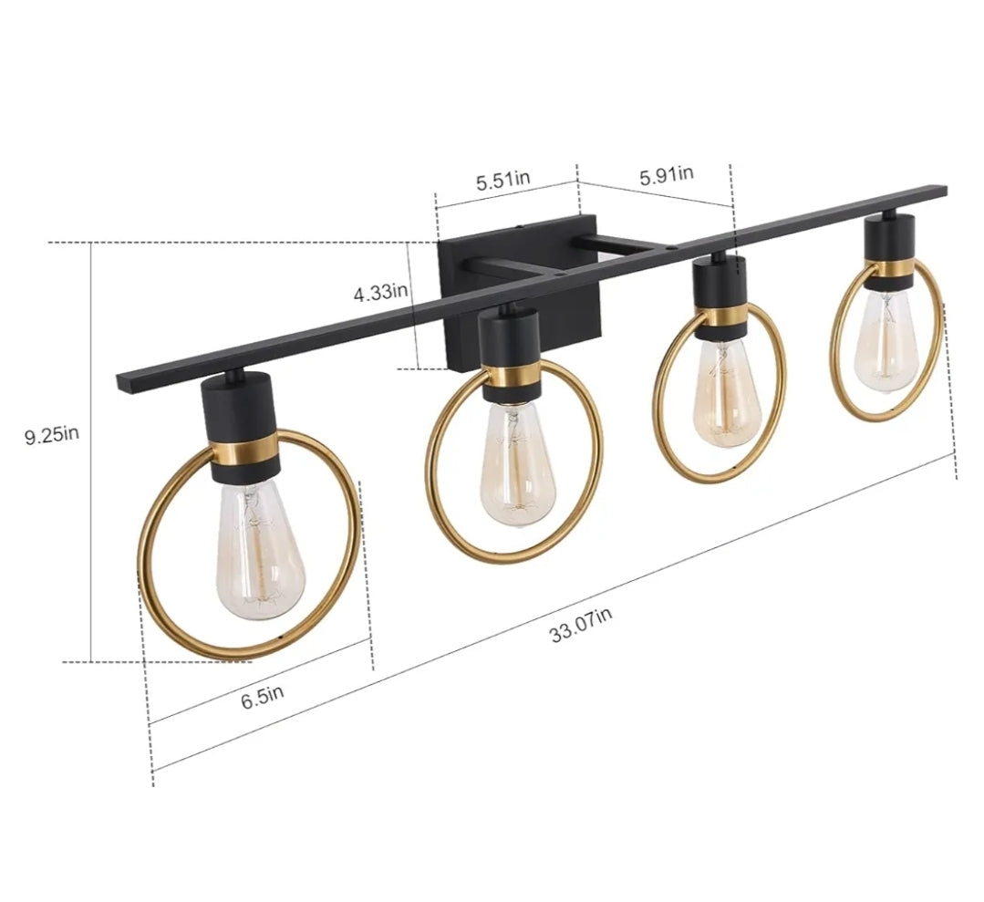 Vanity Light Fixtures, 4-Light E26, Over-Mirror Lighting, Iron, Bathroom, Bedroom, Makeup, Wall Sconce (Bulbs Not Included)