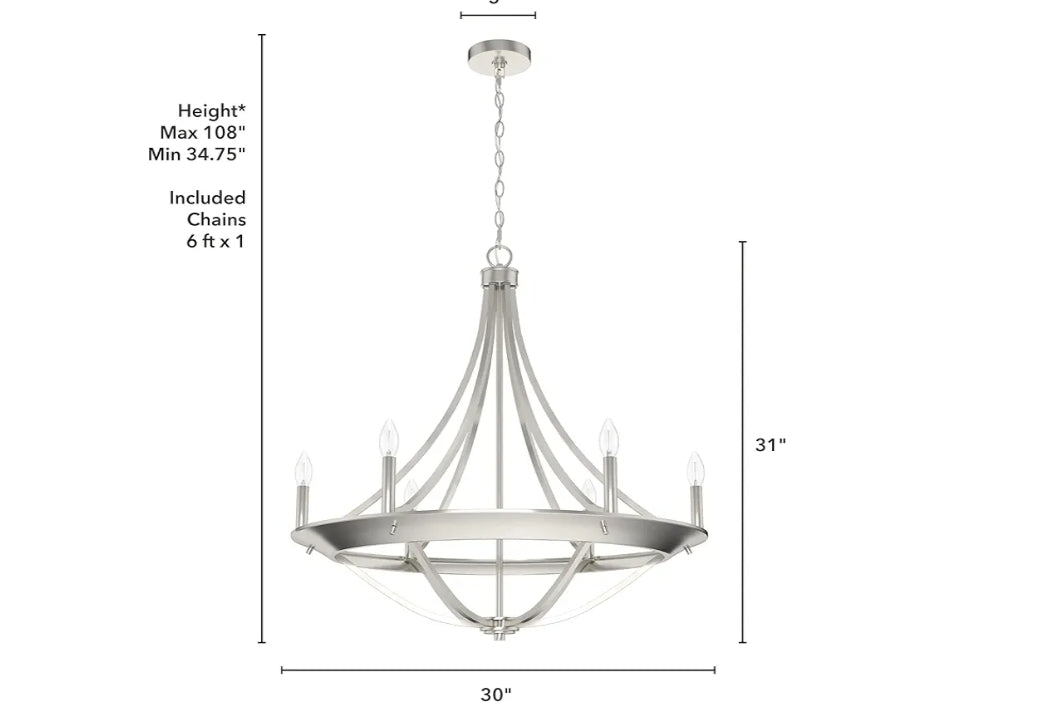 Hunter Fan Company 19415 Perch Point Chandelier, Brushed Nickel