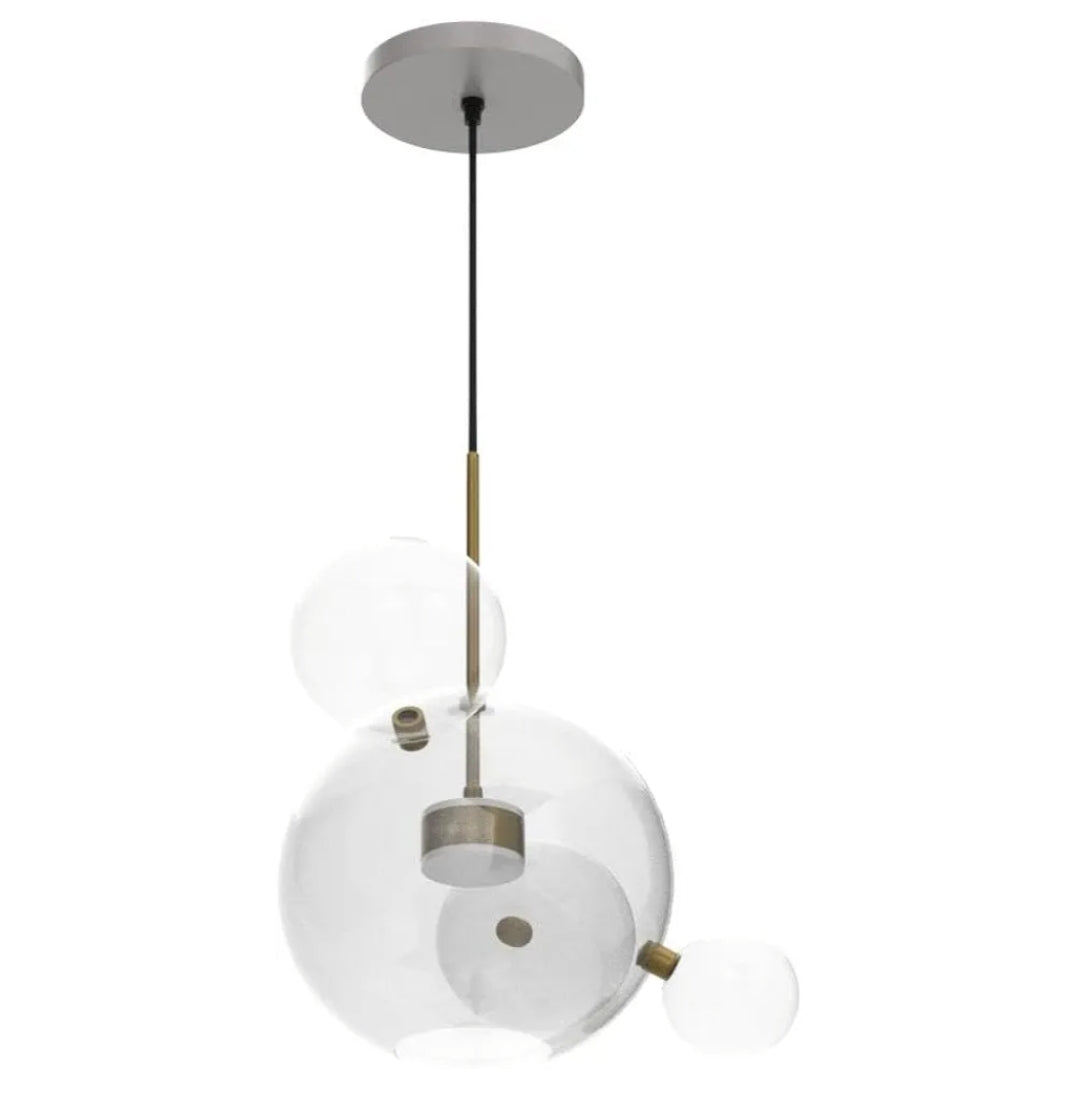 EDISLIVE 21.65“ Modern LED Globe Glass Pendant Chandeliers，Dimmable LED 4 Bubble Clear Glass Globe 3000K-6000K Adjustable Hanging Pendant Light for Kitchen Island Dining Room
