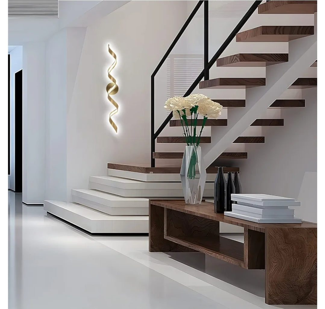 Dimmable Modern LED Bathroom Vanity Light 32 inch, 20W Spiral Design Gold Wall Light Fixtures for Bathroom, Living Room and Hallway, 6000K White Light