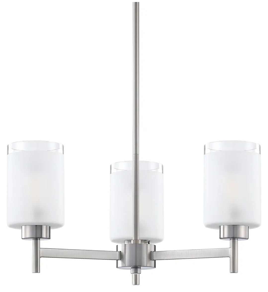 Doraimi Lighting 3 Light Chandelier Classic Style Ceiling Pendant Light Clear Frosted Glass Shade Fixture,Brushed Nickel Finish for Meeting Room Dining Room Over Table Living Room