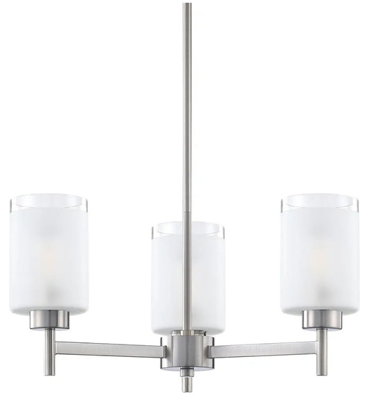 Doraimi Lighting 3 Light Chandelier Classic Style Ceiling Pendant Light Clear Frosted Glass Shade Fixture,Brushed Nickel Finish for Meeting Room Dining Room Over Table Living Room