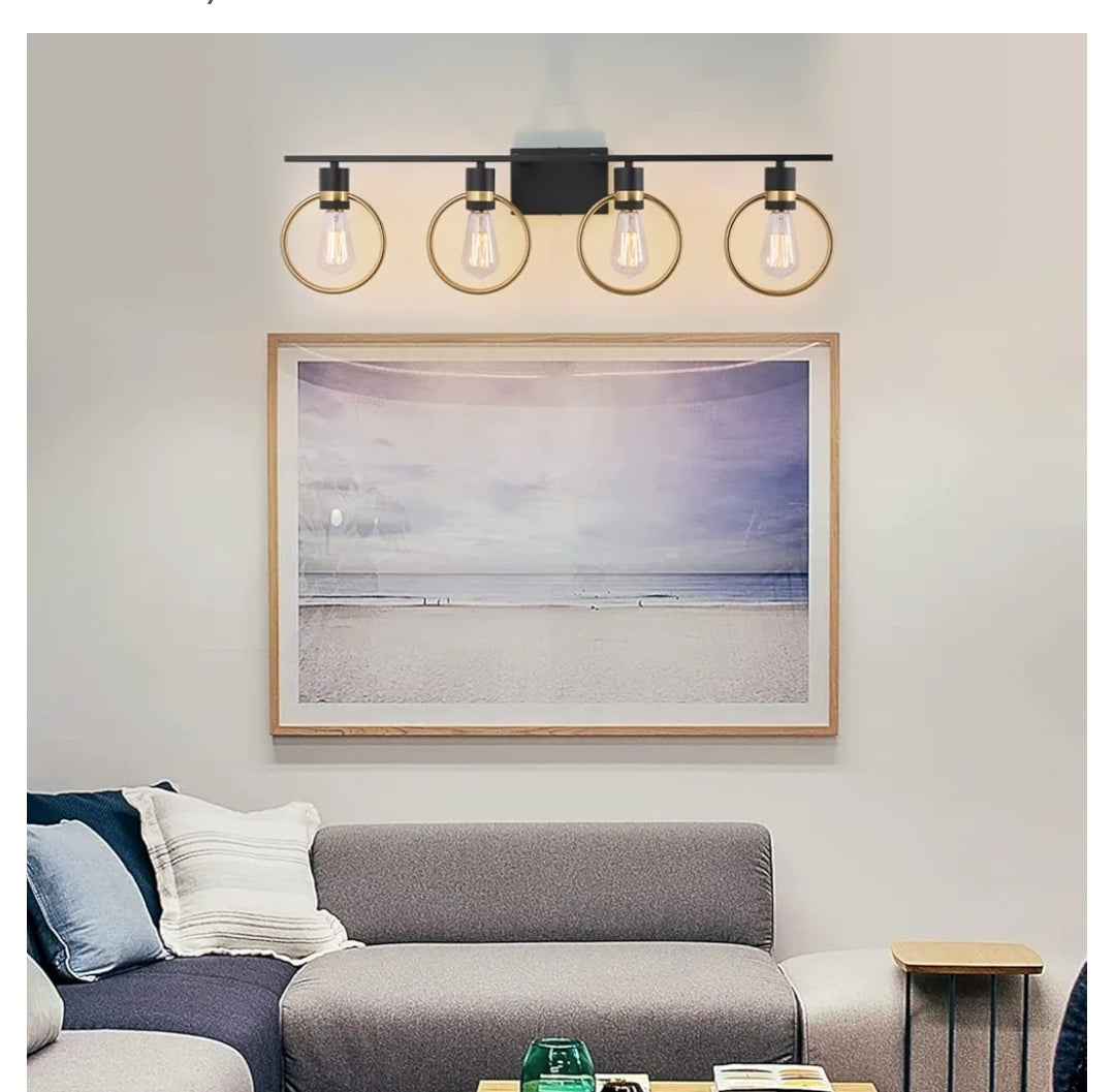 Vanity Light Fixtures, 4-Light E26, Over-Mirror Lighting, Iron, Bathroom, Bedroom, Makeup, Wall Sconce (Bulbs Not Included)