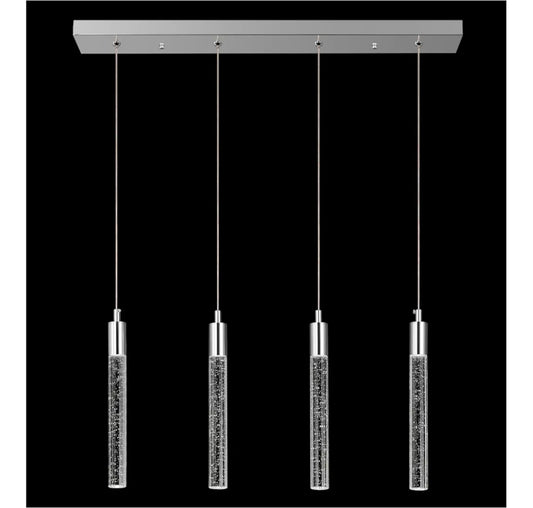 Kitchen Island Lighting Modern Light Fixture Chrome Pendant Light Dimmable LED Chrome Finish Mini Crystal Pendant Lights for Dining Room Living Room（4-Light