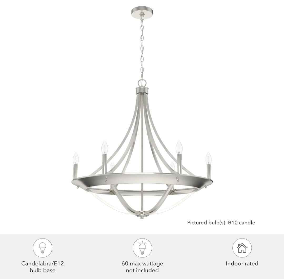 Hunter Fan Company 19415 Perch Point Chandelier, Brushed Nickel