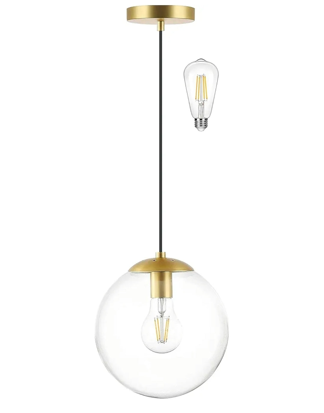 KoKo&Yukina Globe Pendant Lighting for Kitchen Island Mid Century Modern Hanging Light Fixture with Clear Globe Glass Gold Brass Hanging Ceiling Lights for Sink Bathroom Entryway