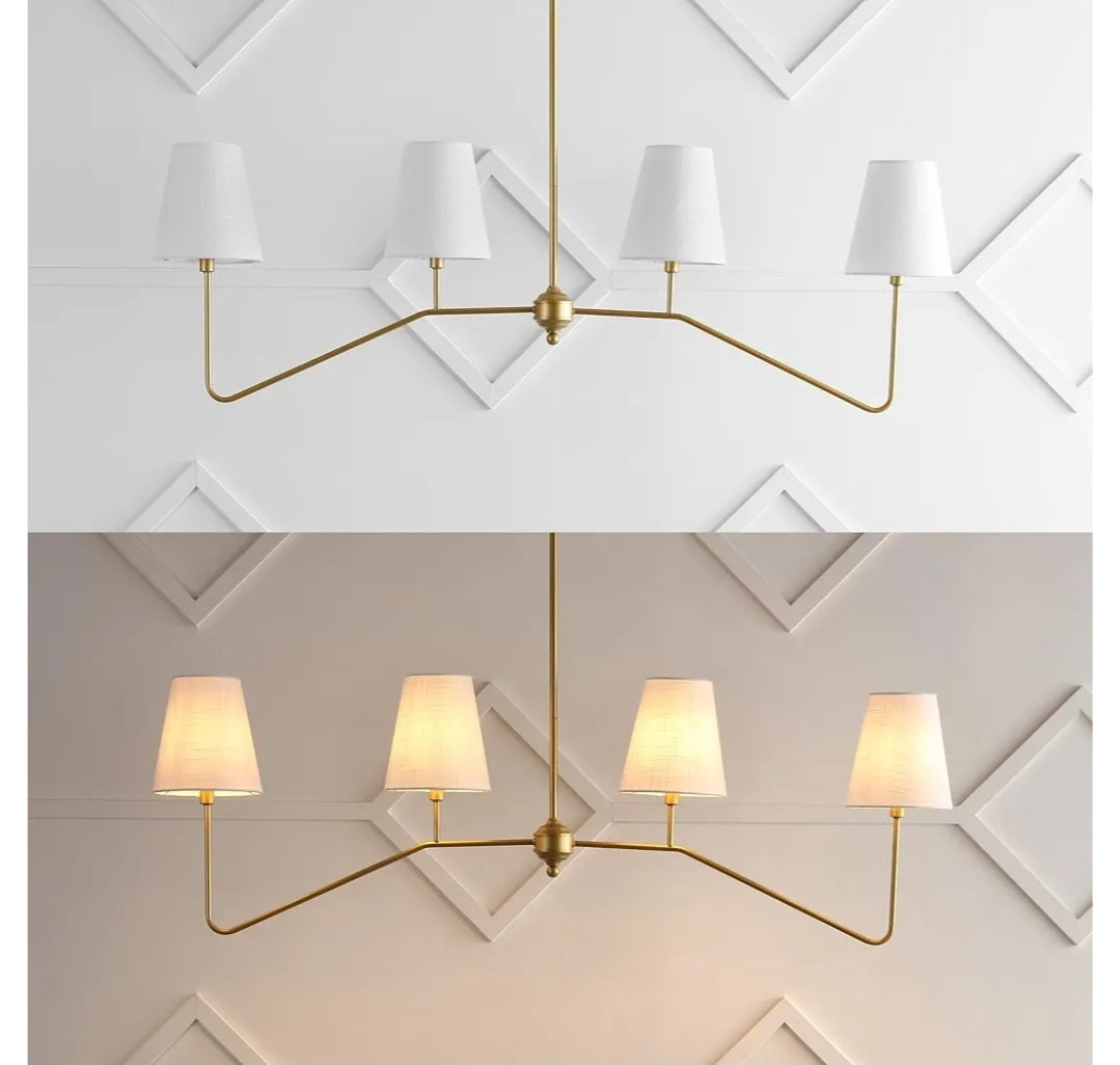 JONATHAN Y JYL7913A Signe 47.5" 4-Light Classic Minimalist Iron Linear LED Pendant, Gold Paintingfor Kitchen Island, Dining Room and Office