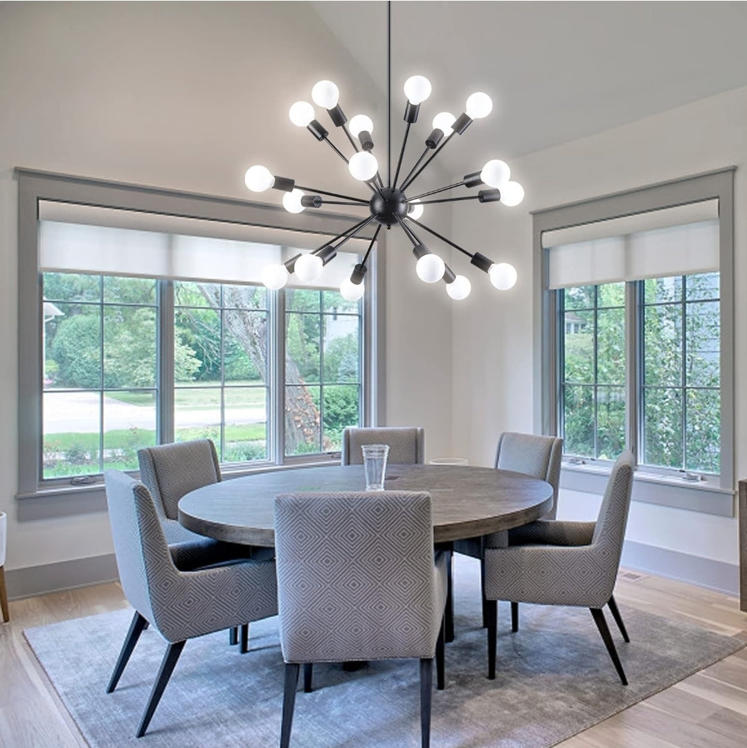 Black Chandelier for Dining Room 18 Lights Adjustable Modern Sputnik Chandeliers Hanging Vintage Industrial Ceiling Lighting Fixtures for Kitchen Island Hallway Bedroomm